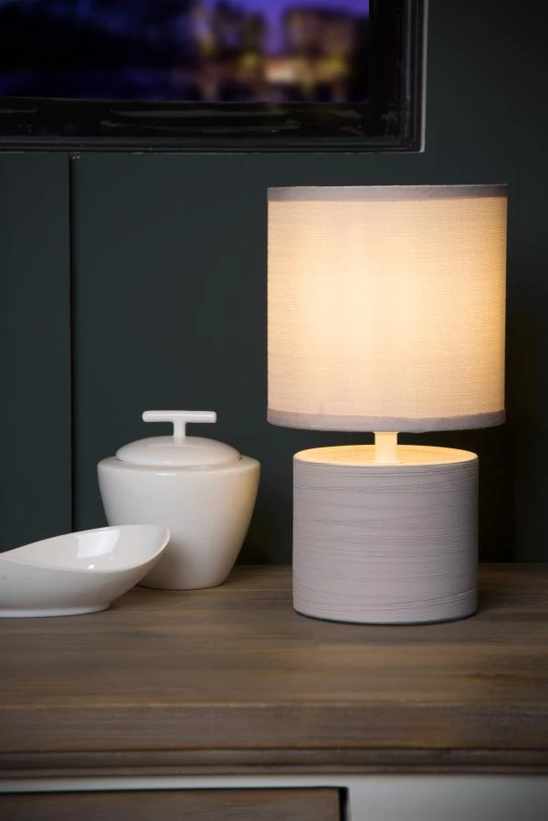 Lucide GREASBY - Lampe de table - Ø 14 cm - 1xE14 - Crème - ambiance 1